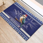 Aussie Kookaburra Rubber Doormat Merry Christmas Blue Style