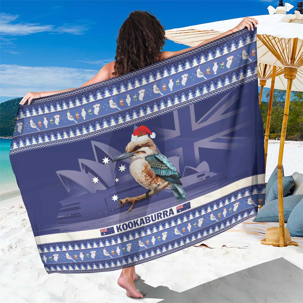 Aussie Kookaburra Sarong Merry Christmas Blue Style