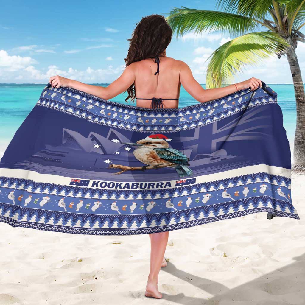 Aussie Kookaburra Sarong Merry Christmas Blue Style