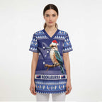 Aussie Kookaburra Scrub Top Merry Christmas Blue Style - Aussie Hoodie