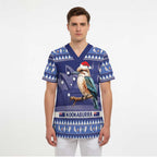 Aussie Kookaburra Scrub Top Merry Christmas Blue Style - Aussie Hoodie