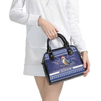 Aussie Kookaburra Shoulder Handbag Merry Christmas Blue Style