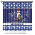 Aussie Kookaburra Shower Curtain Merry Christmas Blue Style