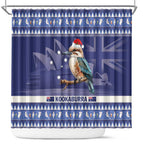 Aussie Kookaburra Shower Curtain Merry Christmas Blue Style