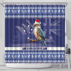 Aussie Kookaburra Shower Curtain Merry Christmas Blue Style