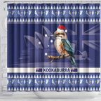 Aussie Kookaburra Shower Curtain Merry Christmas Blue Style