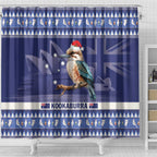 Aussie Kookaburra Shower Curtain Merry Christmas Blue Style