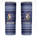 Aussie Kookaburra Skinny Tumbler Merry Christmas Blue Style