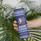 Aussie Kookaburra Skinny Tumbler Merry Christmas Blue Style