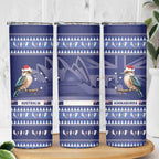 Aussie Kookaburra Skinny Tumbler Merry Christmas Blue Style