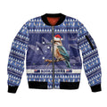 Aussie Kookaburra Sleeve Zip Bomber Jacket Merry Christmas Blue Style