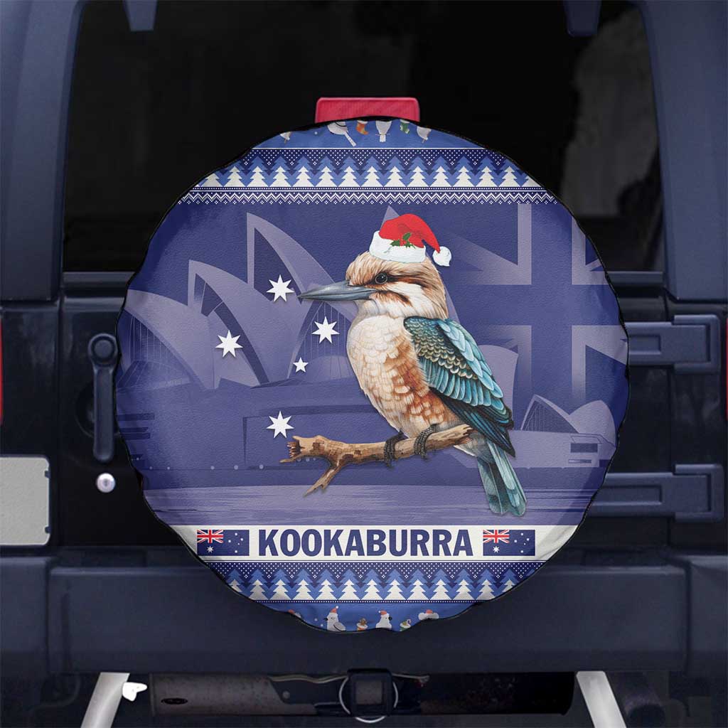 Aussie Kookaburra Spare Tire Cover Merry Christmas Blue Style