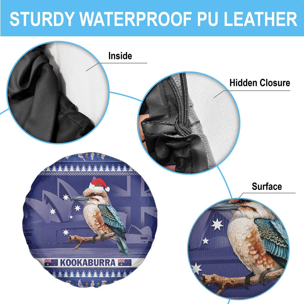 Aussie Kookaburra Spare Tire Cover Merry Christmas Blue Style