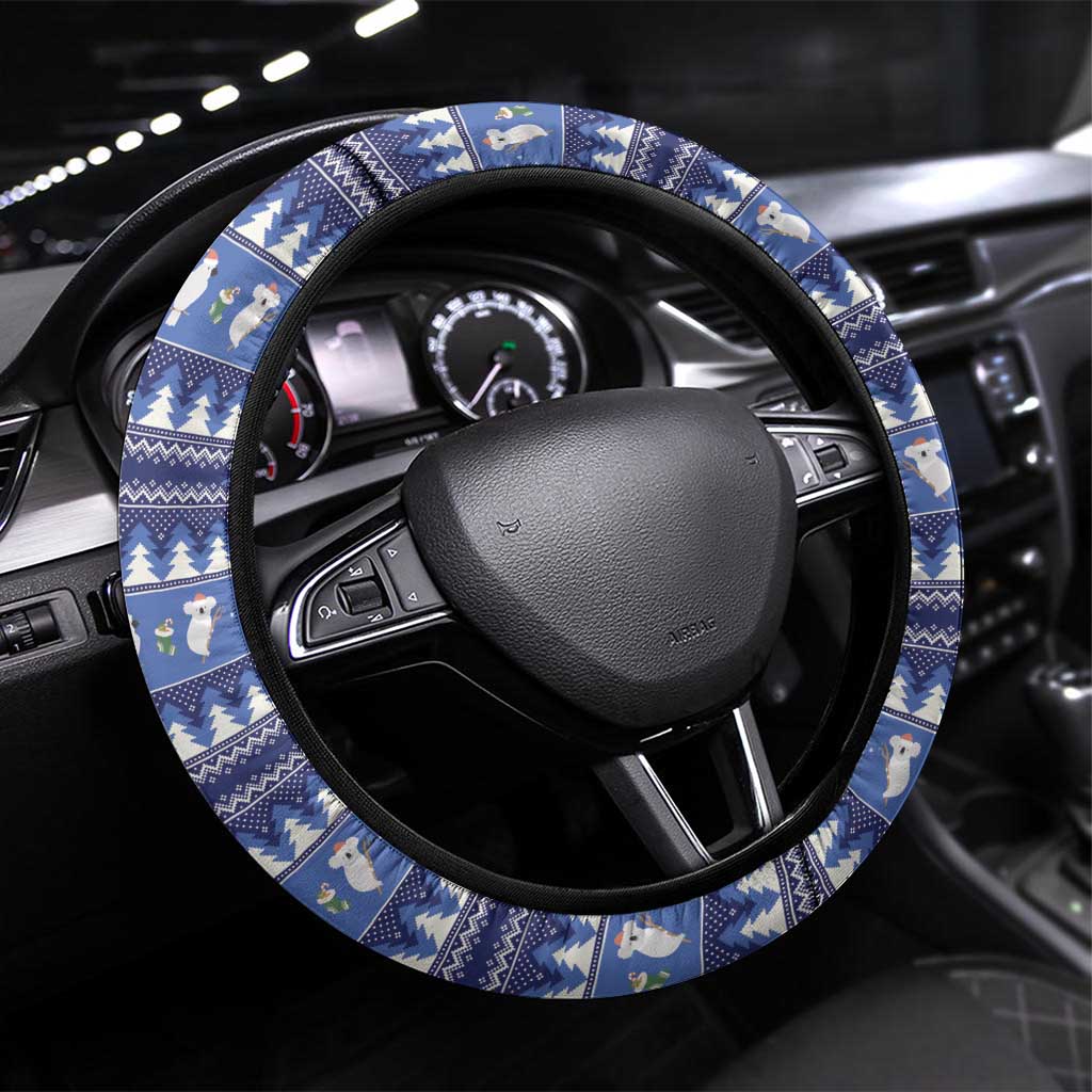 Aussie Kookaburra Steering Wheel Cover Merry Christmas Blue Style