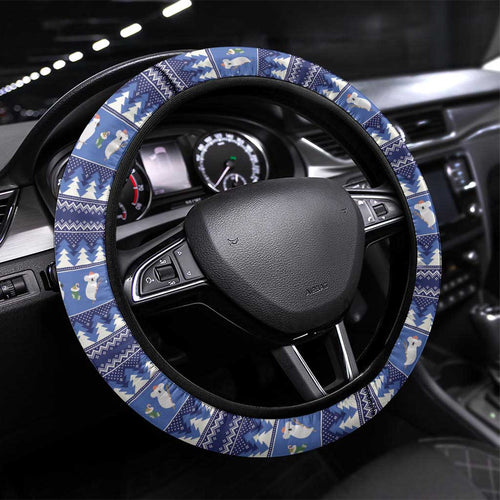 Aussie Kookaburra Steering Wheel Cover Merry Christmas Blue Style
