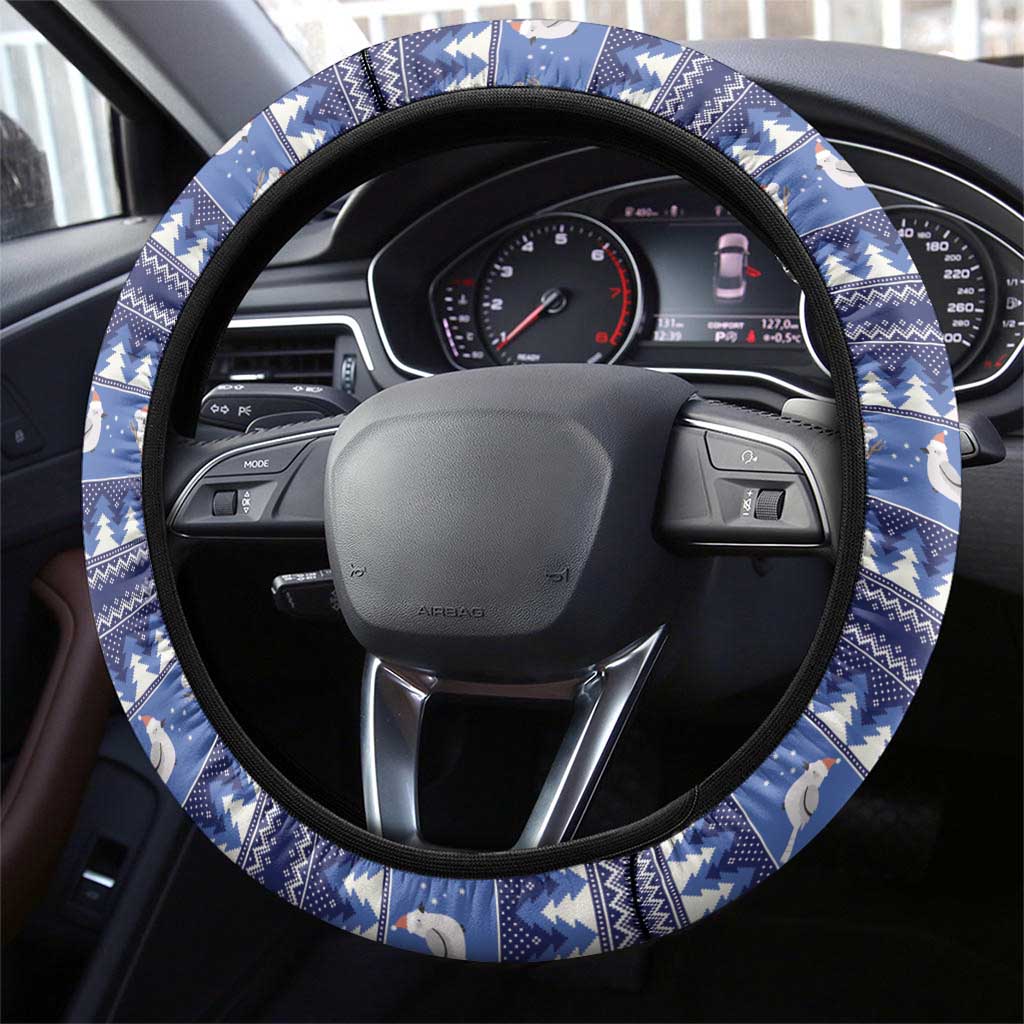 Aussie Kookaburra Steering Wheel Cover Merry Christmas Blue Style