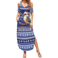 Aussie Kookaburra Summer Maxi Dress Merry Christmas Blue Style