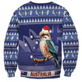 Aussie Kookaburra Sweatshirt Merry Christmas Blue Style