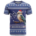 Aussie Kookaburra T Shirt Merry Christmas Blue Style