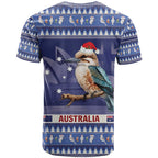 Aussie Kookaburra T Shirt Merry Christmas Blue Style
