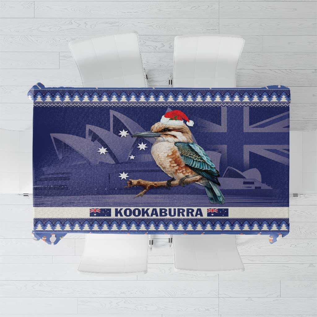 Aussie Kookaburra Tablecloth Merry Christmas Blue Style