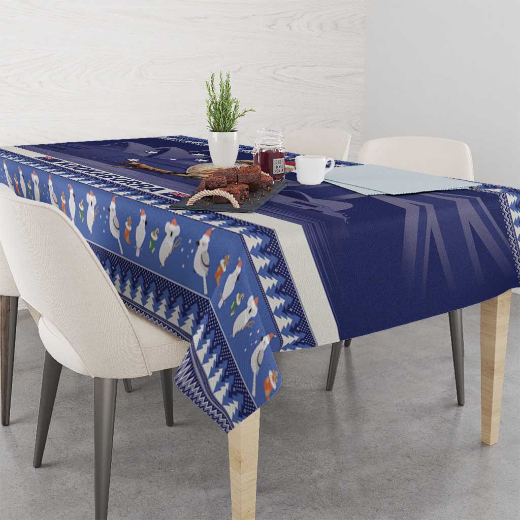 Aussie Kookaburra Tablecloth Merry Christmas Blue Style