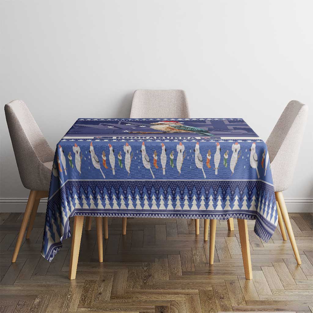 Aussie Kookaburra Tablecloth Merry Christmas Blue Style