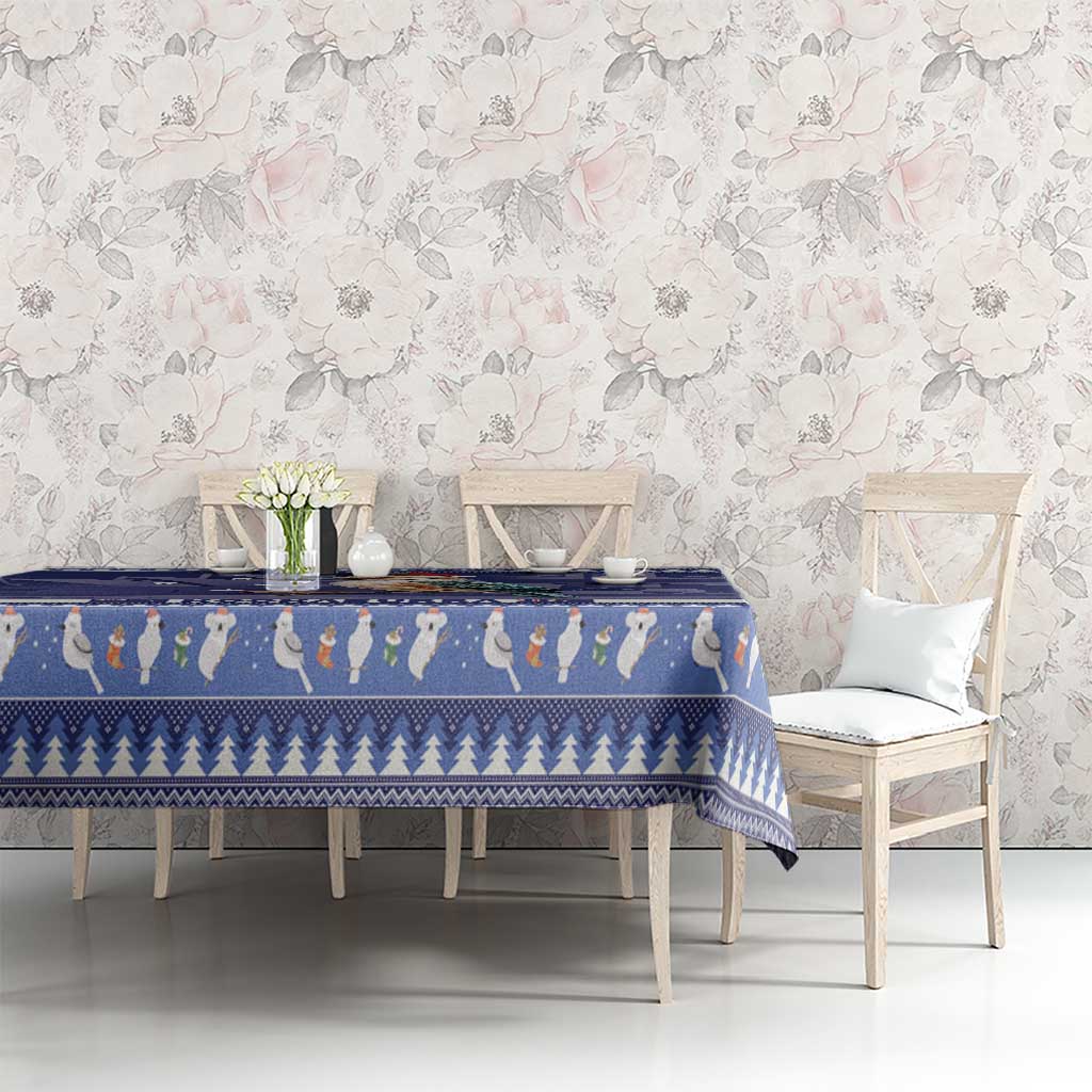 Aussie Kookaburra Tablecloth Merry Christmas Blue Style