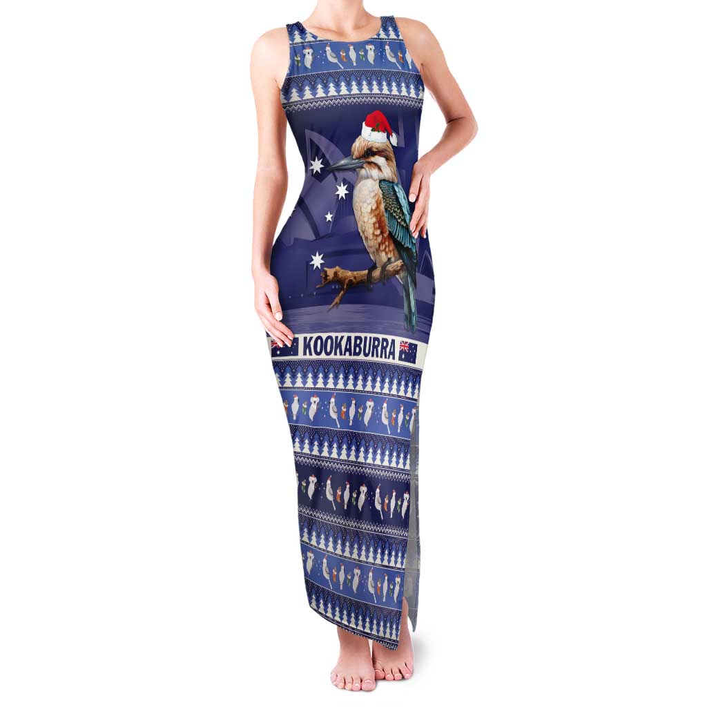Aussie Kookaburra Tank Maxi Dress Merry Christmas Blue Style