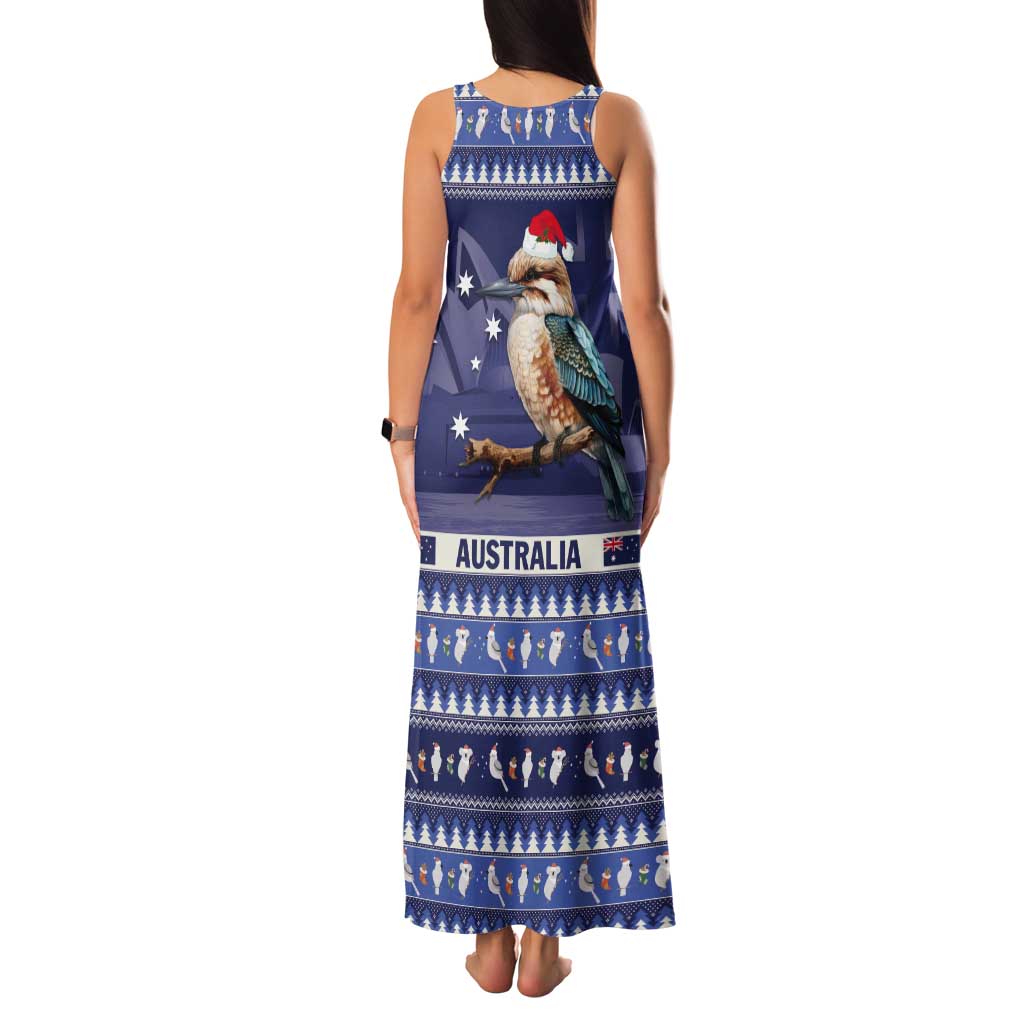 Aussie Kookaburra Tank Maxi Dress Merry Christmas Blue Style