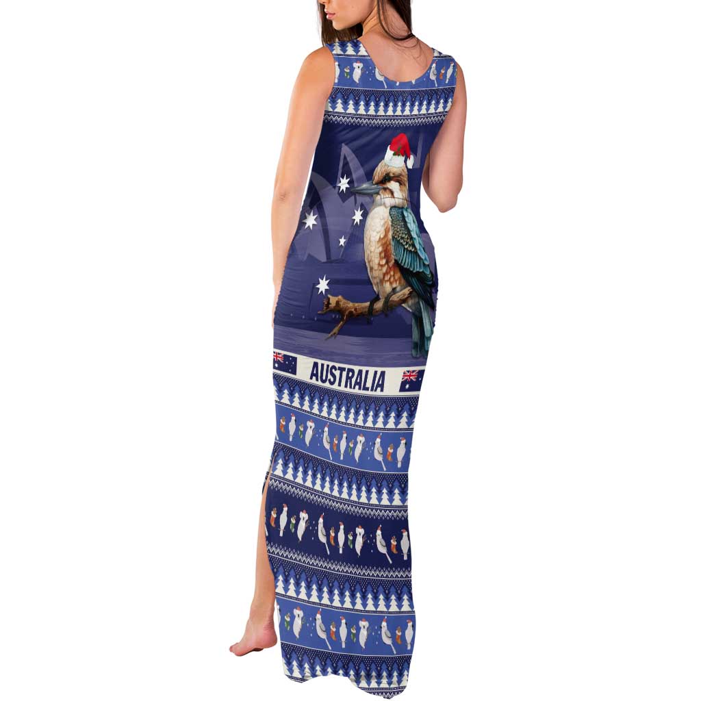 Aussie Kookaburra Tank Maxi Dress Merry Christmas Blue Style