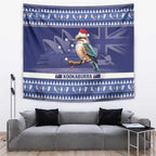 Aussie Kookaburra Tapestry Merry Christmas Blue Style