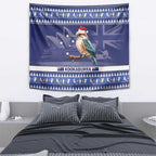 Aussie Kookaburra Tapestry Merry Christmas Blue Style