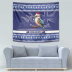 Aussie Kookaburra Tapestry Merry Christmas Blue Style
