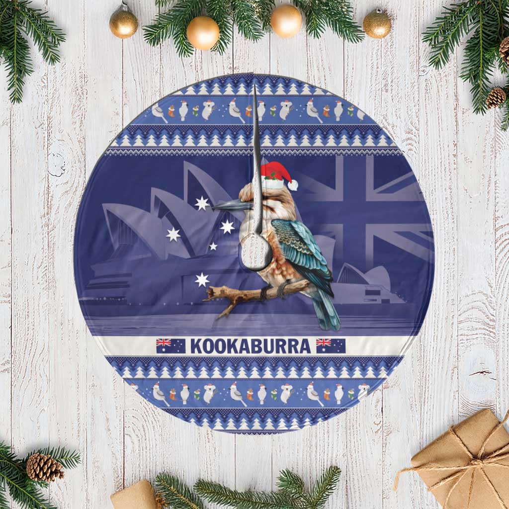 Aussie Kookaburra Tree Skirt Merry Christmas Blue Style