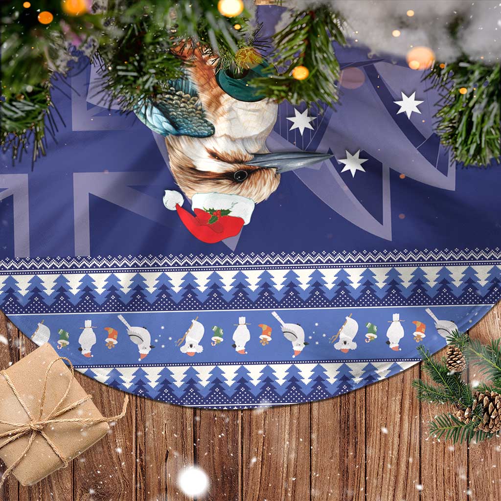 Aussie Kookaburra Tree Skirt Merry Christmas Blue Style