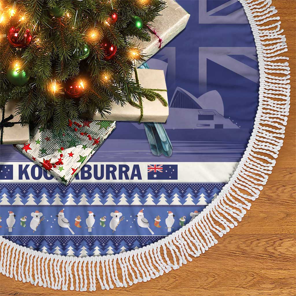 Aussie Kookaburra Tree Skirt Merry Christmas Blue Style
