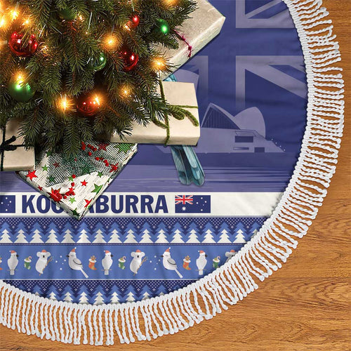 Aussie Kookaburra Tree Skirt Merry Christmas Blue Style