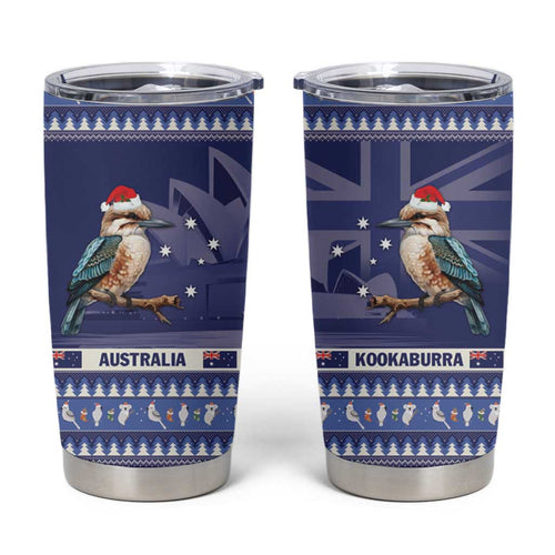 Aussie Kookaburra Tumbler Cup Merry Christmas Blue Style