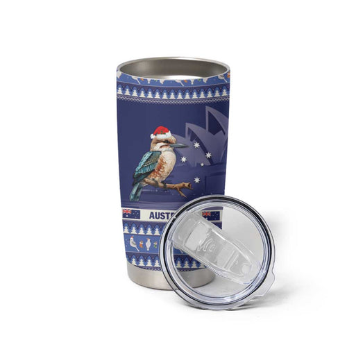 Aussie Kookaburra Tumbler Cup Merry Christmas Blue Style