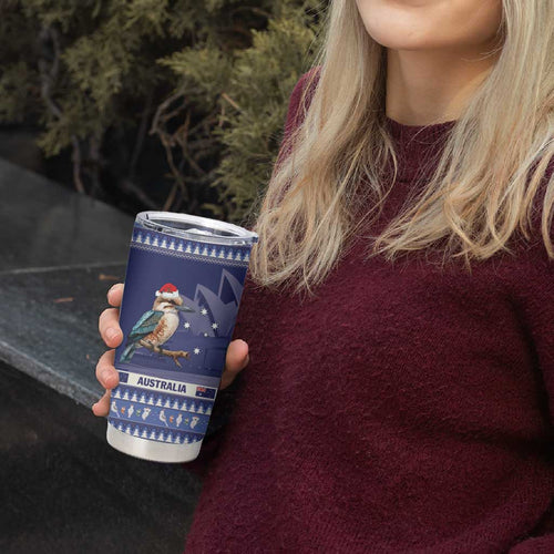 Aussie Kookaburra Tumbler Cup Merry Christmas Blue Style