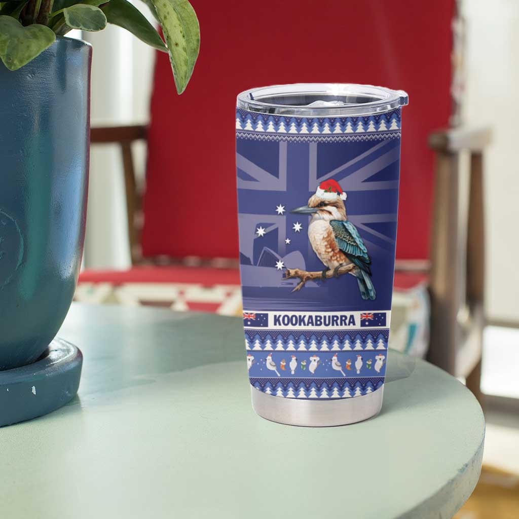 Aussie Kookaburra Tumbler Cup Merry Christmas Blue Style