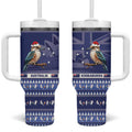 Aussie Kookaburra Tumbler With Handle Merry Christmas Blue Style