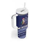 Aussie Kookaburra Tumbler With Handle Merry Christmas Blue Style