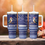 Aussie Kookaburra Tumbler With Handle Merry Christmas Blue Style