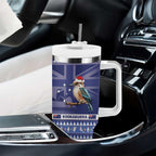 Aussie Kookaburra Tumbler With Handle Merry Christmas Blue Style