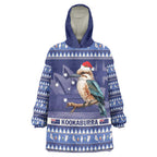Aussie Kookaburra Wearable Blanket Hoodie Merry Christmas Blue Style