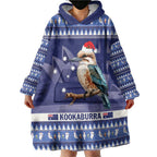 Aussie Kookaburra Wearable Blanket Hoodie Merry Christmas Blue Style