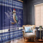 Aussie Kookaburra Window Curtain Merry Christmas Blue Style
