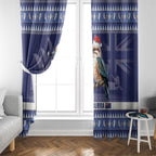 Aussie Kookaburra Window Curtain Merry Christmas Blue Style